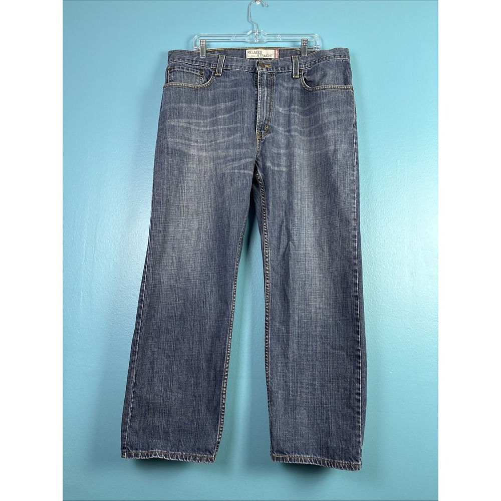 Y2K Levi's 559 Relaxed Straight Jeans Mens 38x30 Blue Denim Whiskers Fade